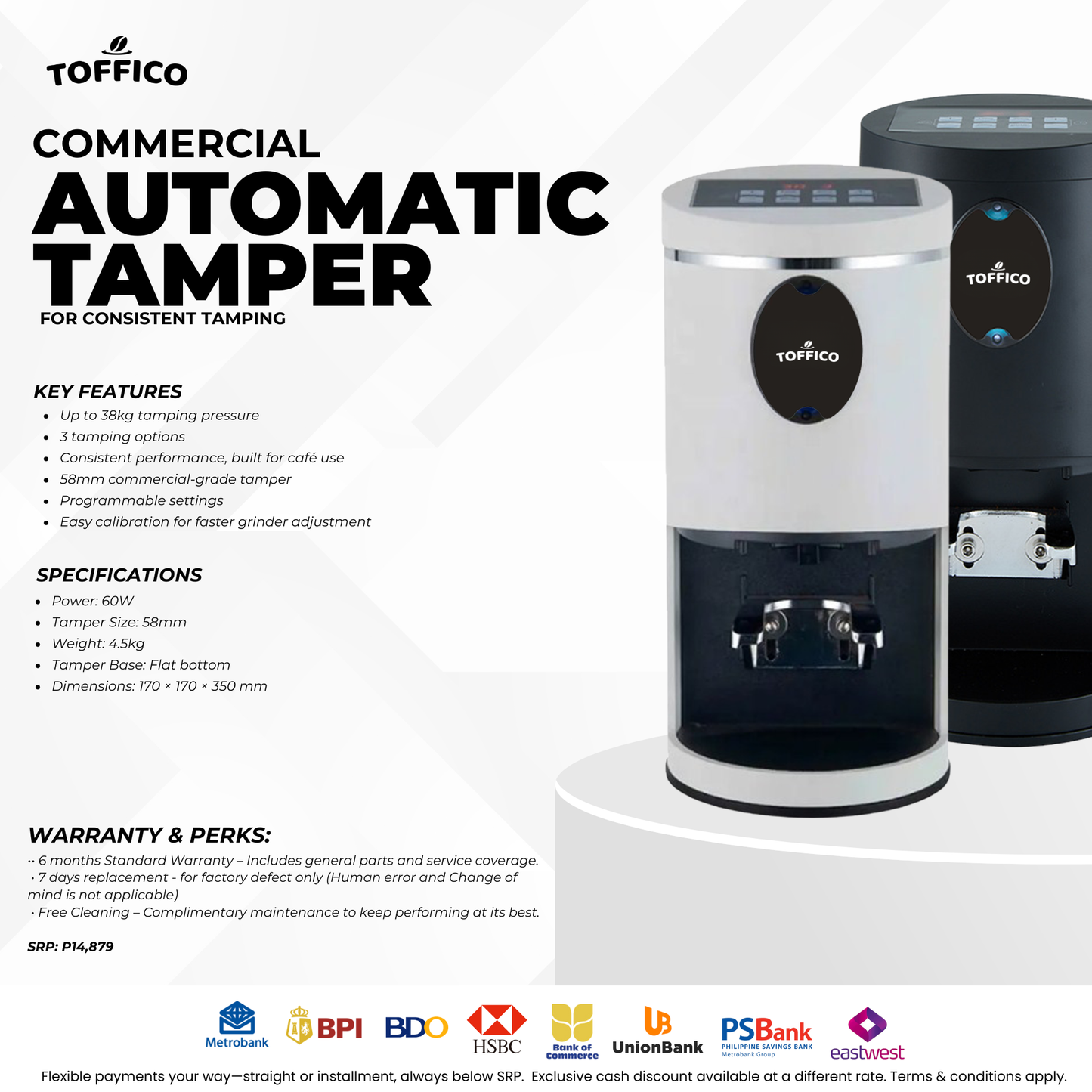 TOFFICO Commercial Automatic Tamper