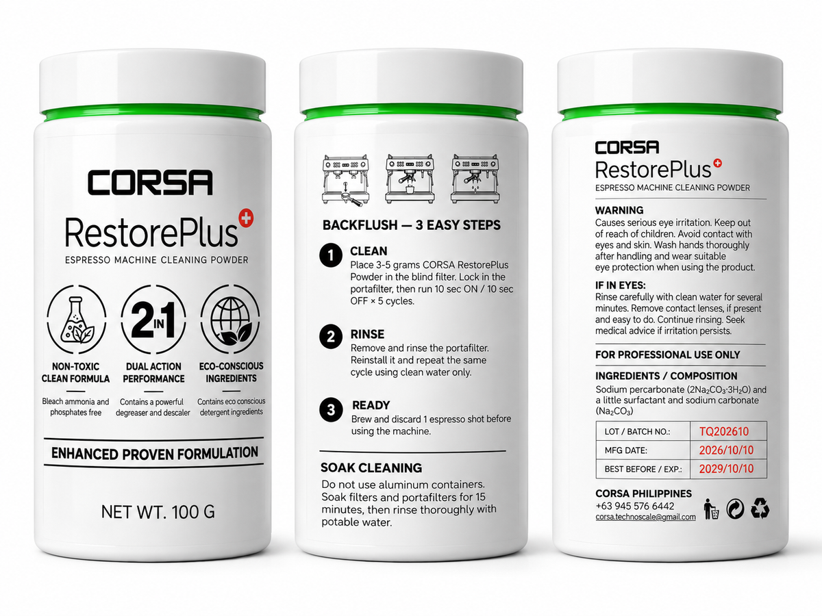 CORSA RestorePlus+ Espresso Machine Cleaning Powder – 100g